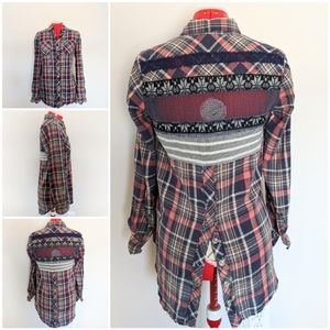 We the Free Park Ranger Plaid Split Back Top xs